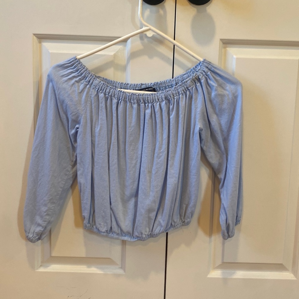 blue brandy melville off the shoulder top